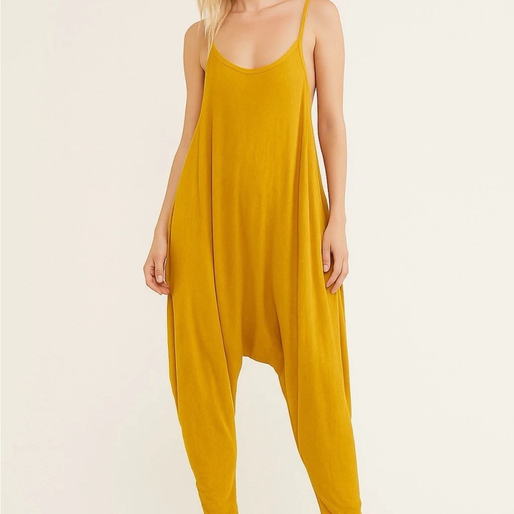 DreamSkull Yellow Cami Romper Baggy Harem Boho Jumpsuit  size S